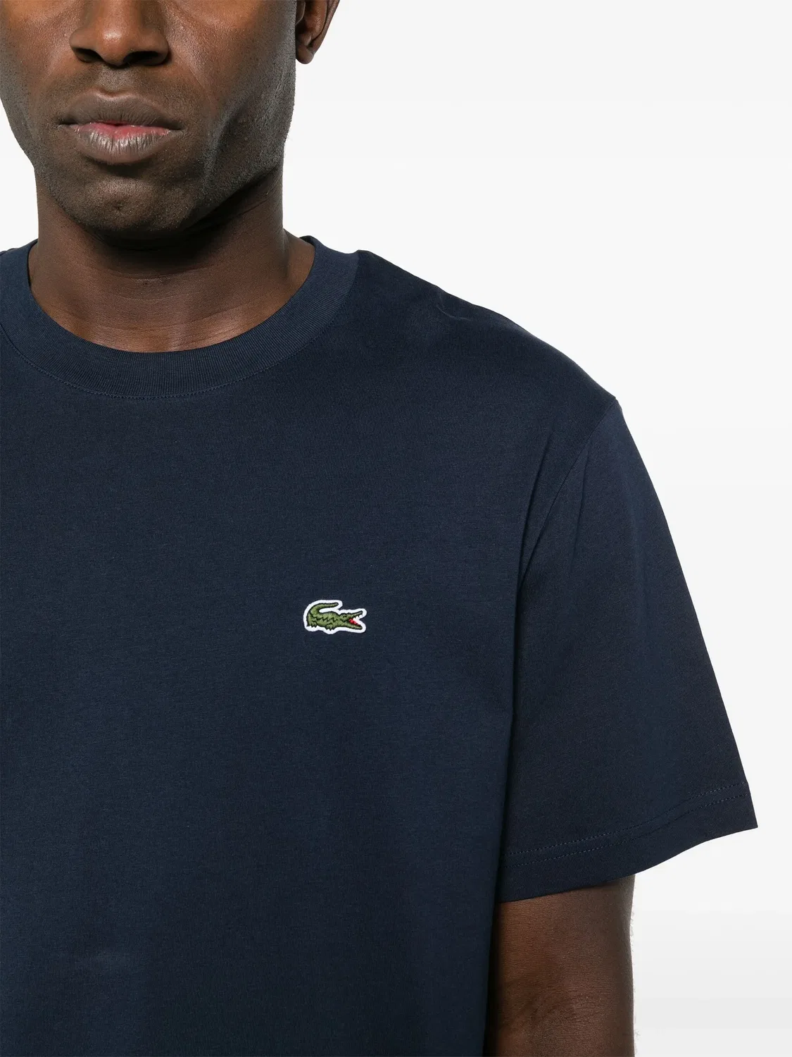 Lacoste Футболка с нашивкой-логотипом, хлопок, синий — фото 3