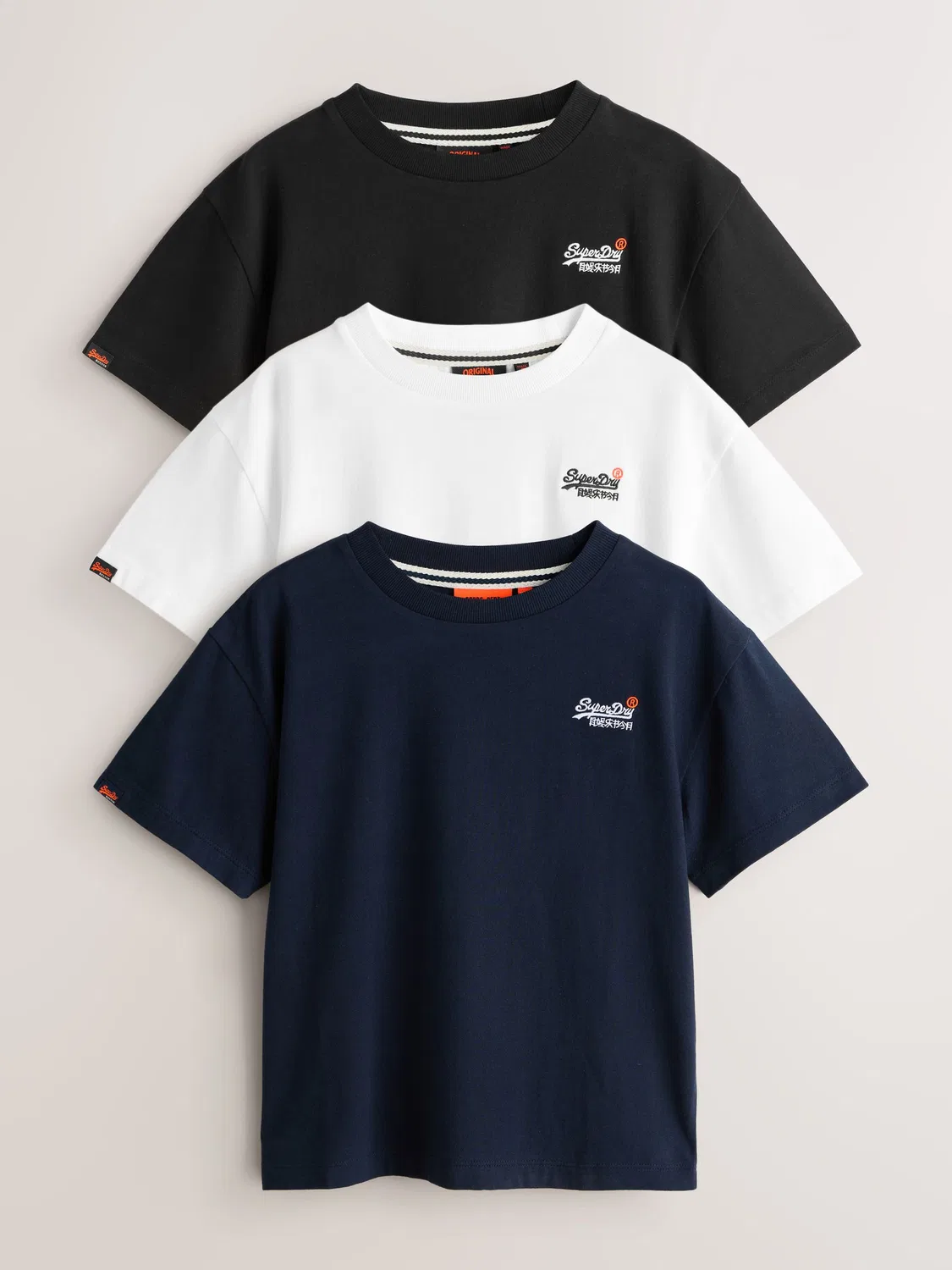 Футболки 3 шт., хлопок Superdry, черный/белый