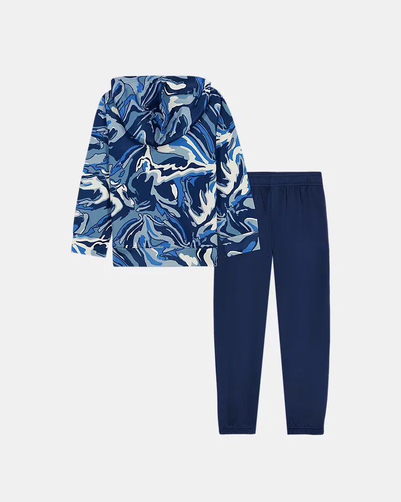 Комплект из теплого пике-флиса, худи на молнии и джоггеры, UA Armour Printed UnderArmour, Aegean Blue/White — фото 3
