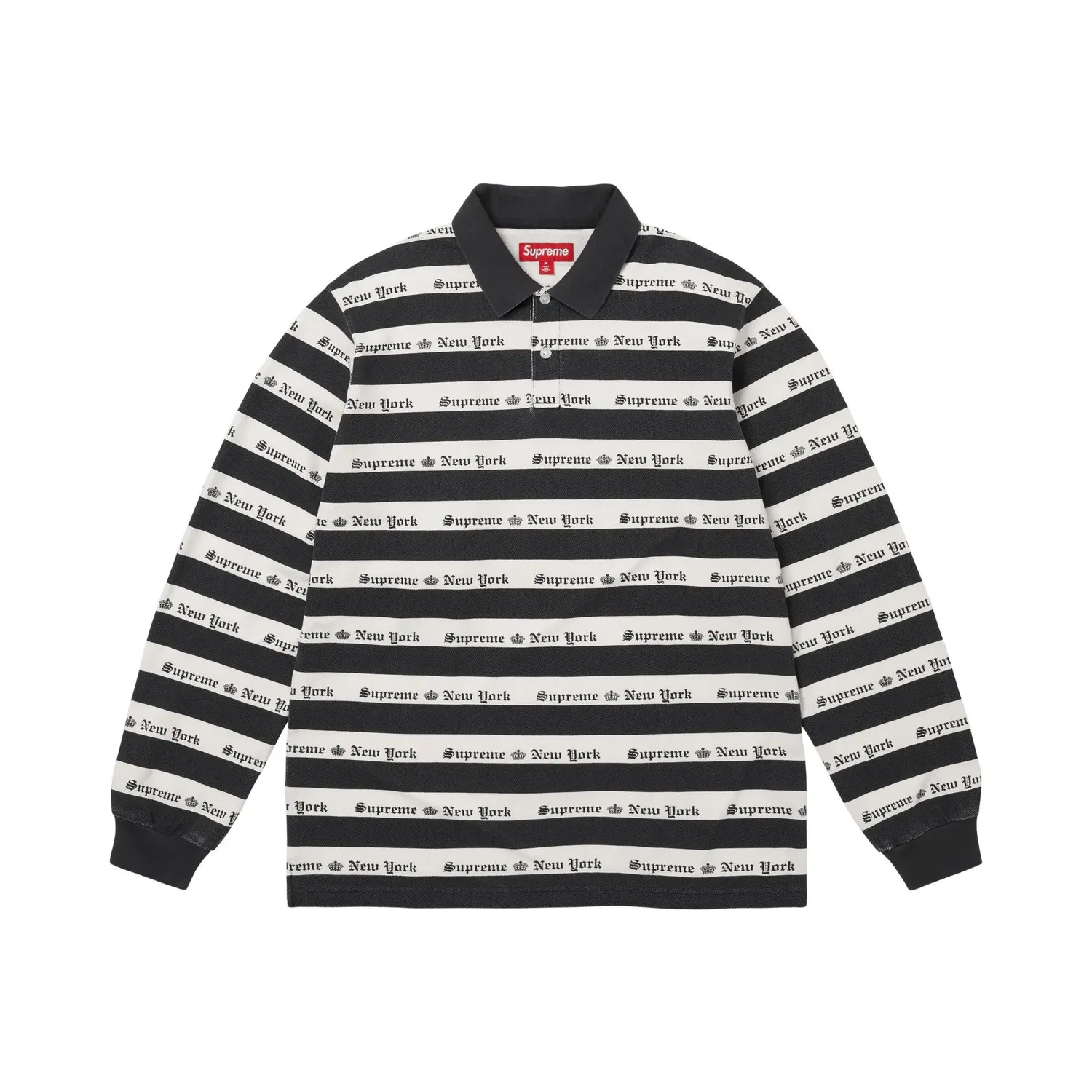 Поло Old English Stripe Long-Sleeve Supreme, Black