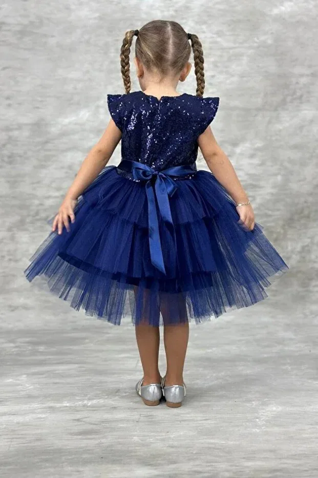 Детское платье для девочек с пайетками Abiyekids, Navy Blue — фото 2