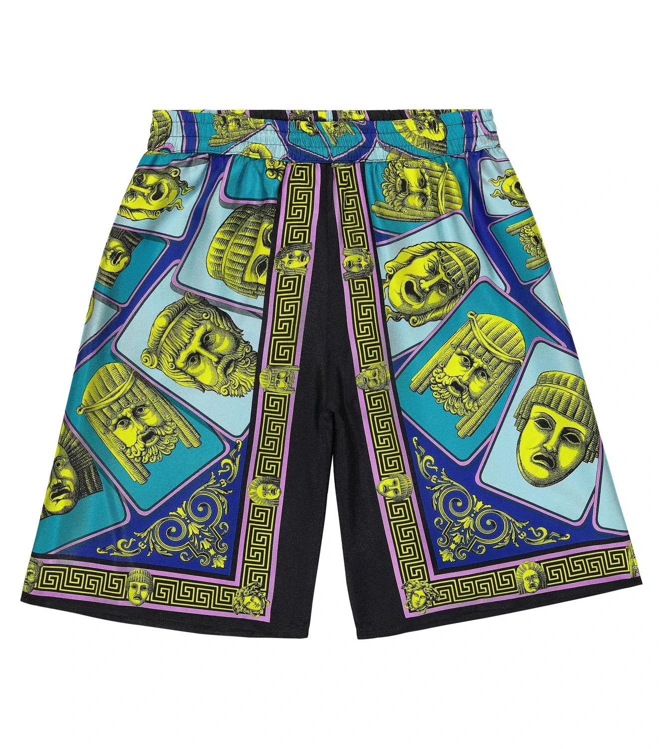 Шорты из шелка с эластичным поясом Le Maschere Versace Kids, синий