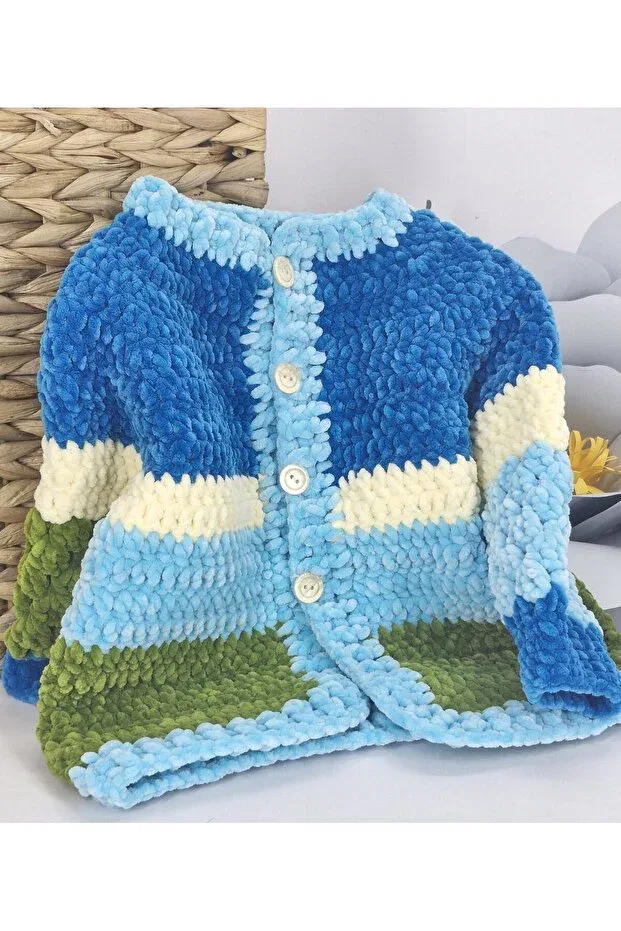 Детский кардиган для мальчиков вязаный Hand knitted velvet boy's cardigan Evitle, Multicolor