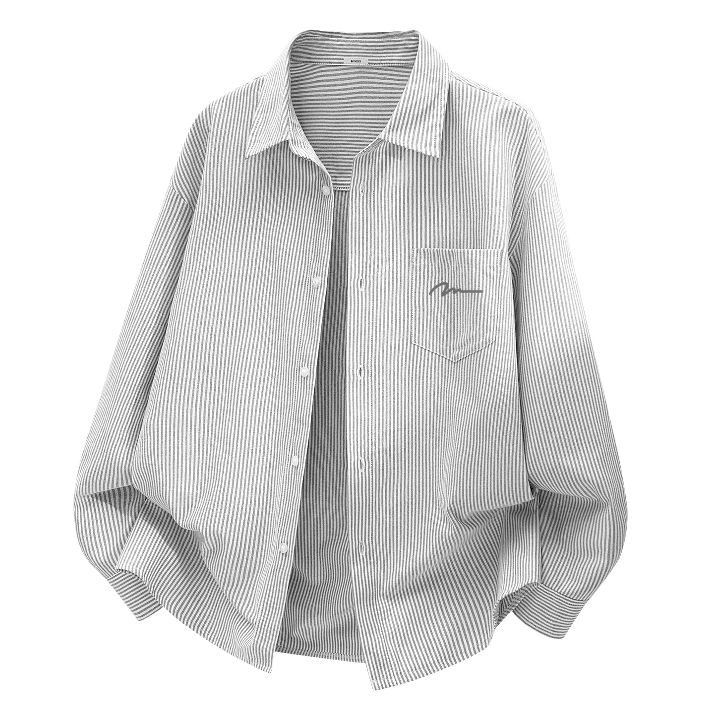 Детская рубашка с отложным воротником Heavyweight Oxford MINISO, Gray White Stripes