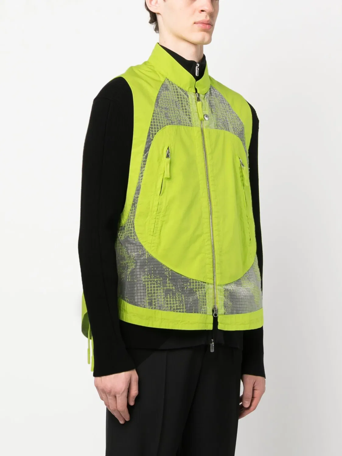 Stone Island Жилет с Сетчатой Панелью Ярко-Зеленого Цвета — фото 3