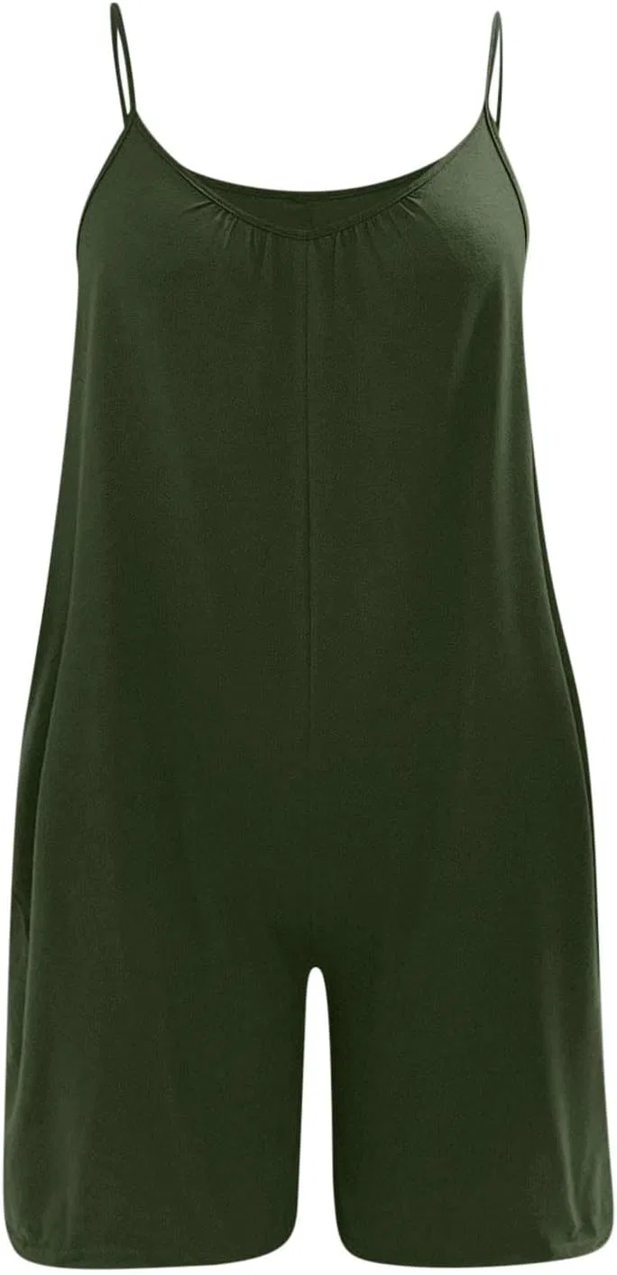 Женский свободный комбинезон с широкими штанинами, модель hawaiian outfits for women, Army Green — фото 3