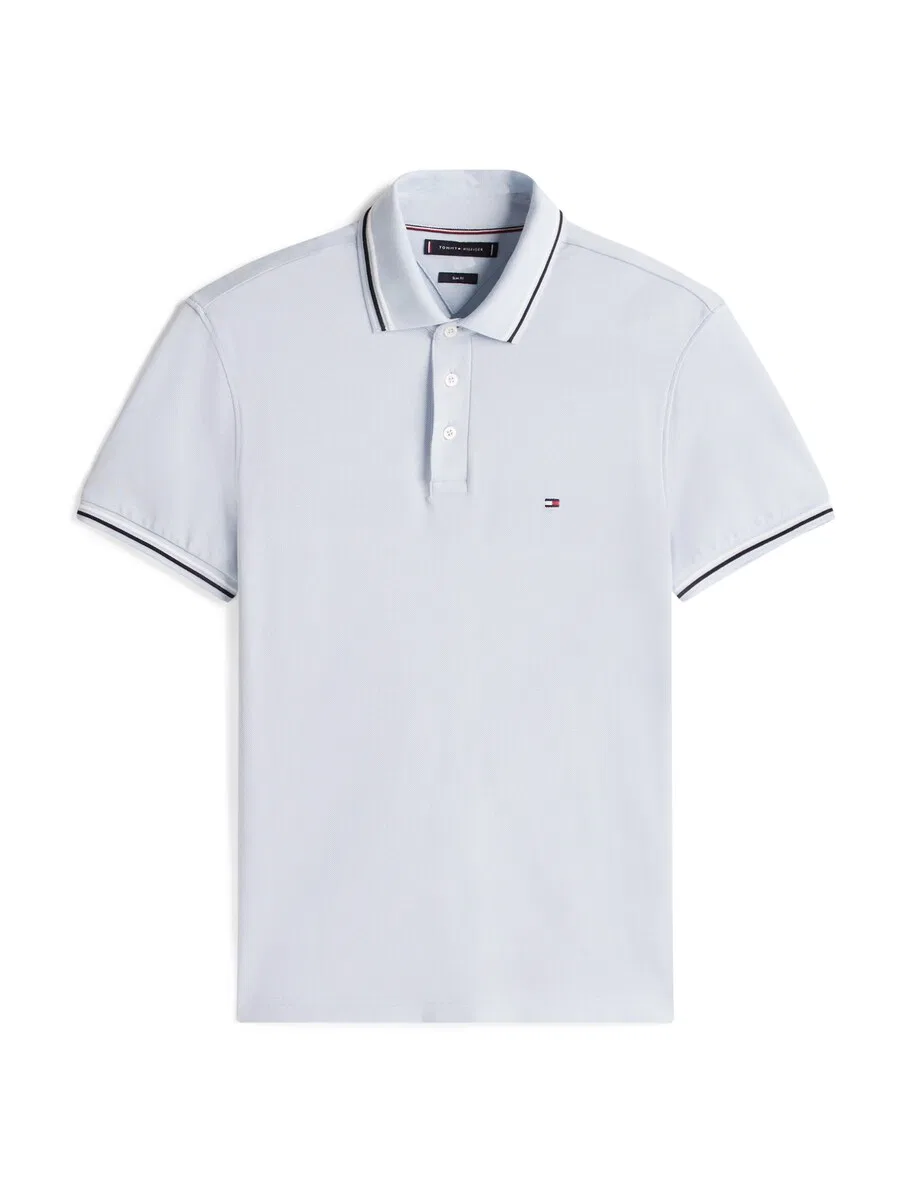 Рубашка TOMMY HILFIGER 'Slim Fit Tipped' темно-сини пастельно-голубого цвета