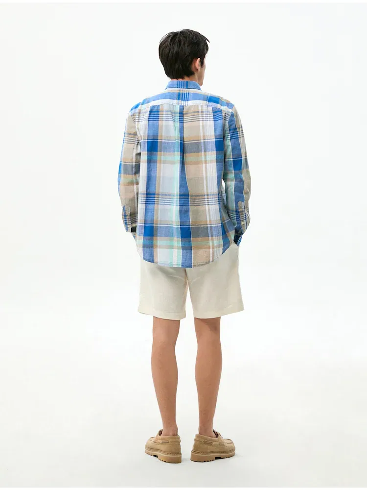 Мужская рубашка Regular Fit из хлопка, Madras Slub Longsleeve TOMMY HILFIGER, Blue — фото 3