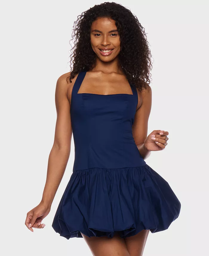 

Мини-платье с запахом и баской для девушек Halter Bubble-Hem Mini Dress Alex & Sophia, синий