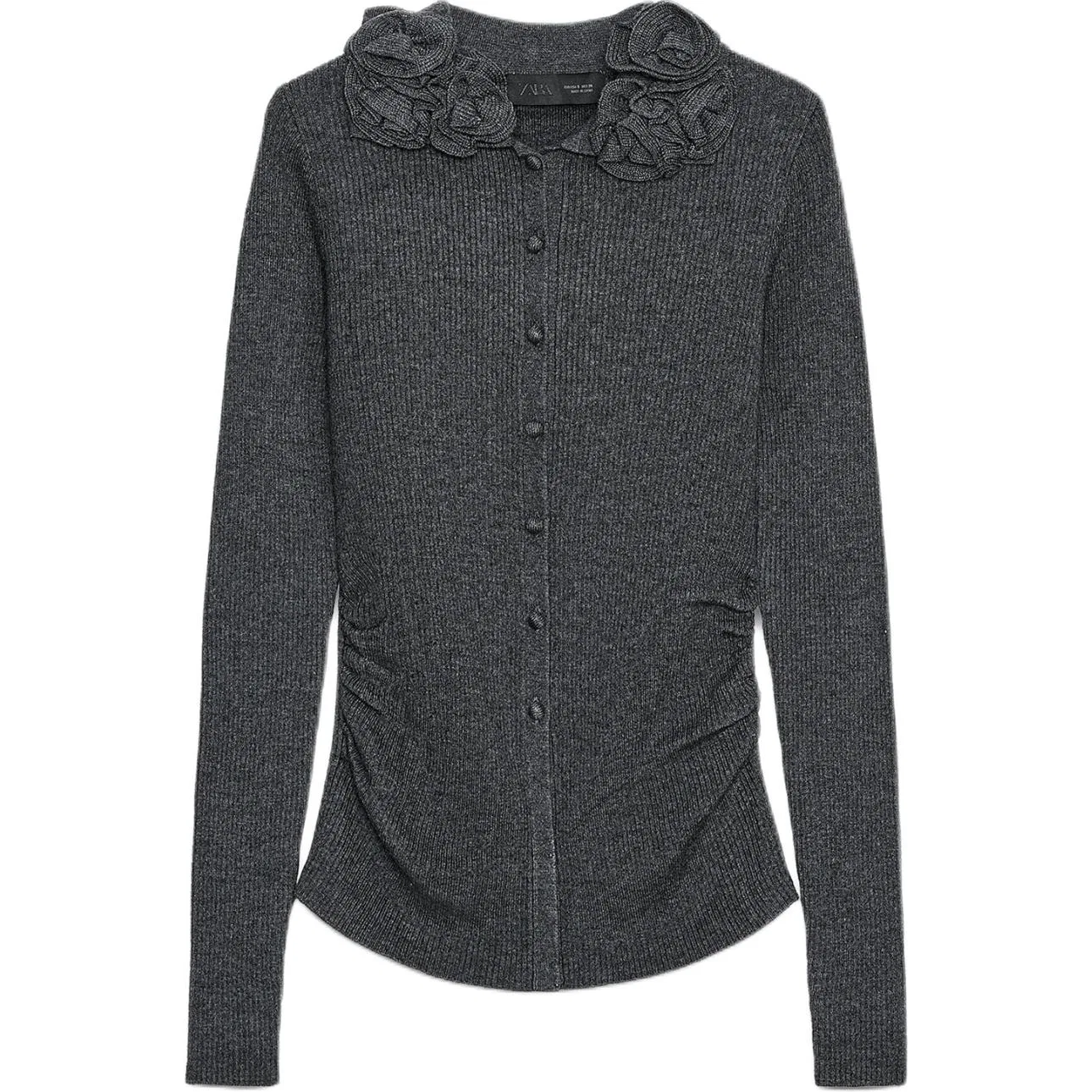 Женский кардиган с отложным воротником Coal Gray ZARA, Угольно-серый