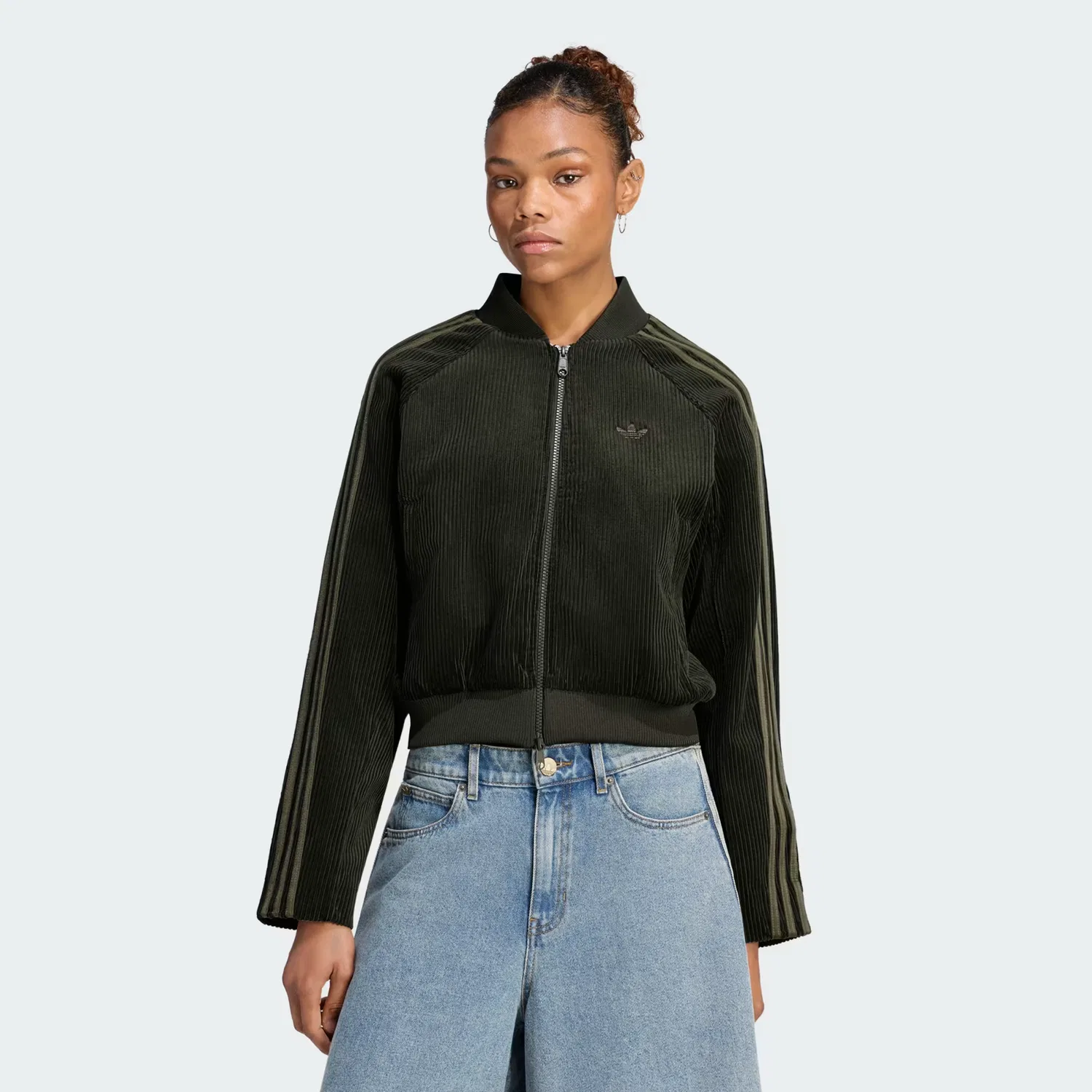 Женская олимпийка оверсайз CORDUROY SST TRACKTOP Adidas Originals, Night Cargo/Olive Strata