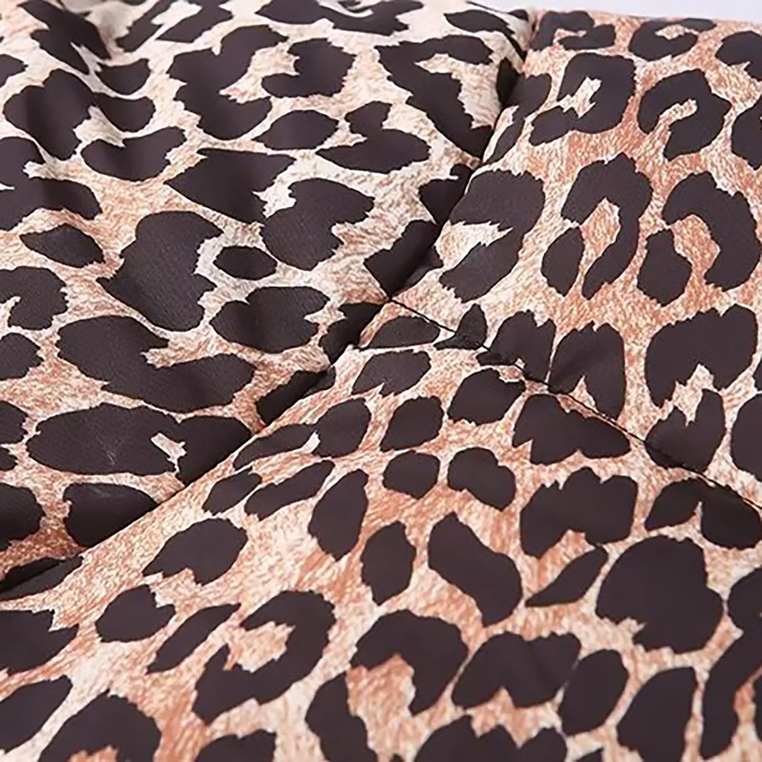 Женская куртка с принтом Leopard Print Short Padded Jacket, Nero — фото 4