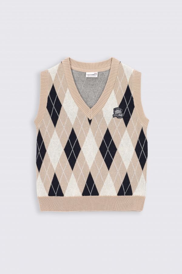 

Жилет Coccodrillo Разноцветный ромбовидный узор без рукавов с V-образным вырезом