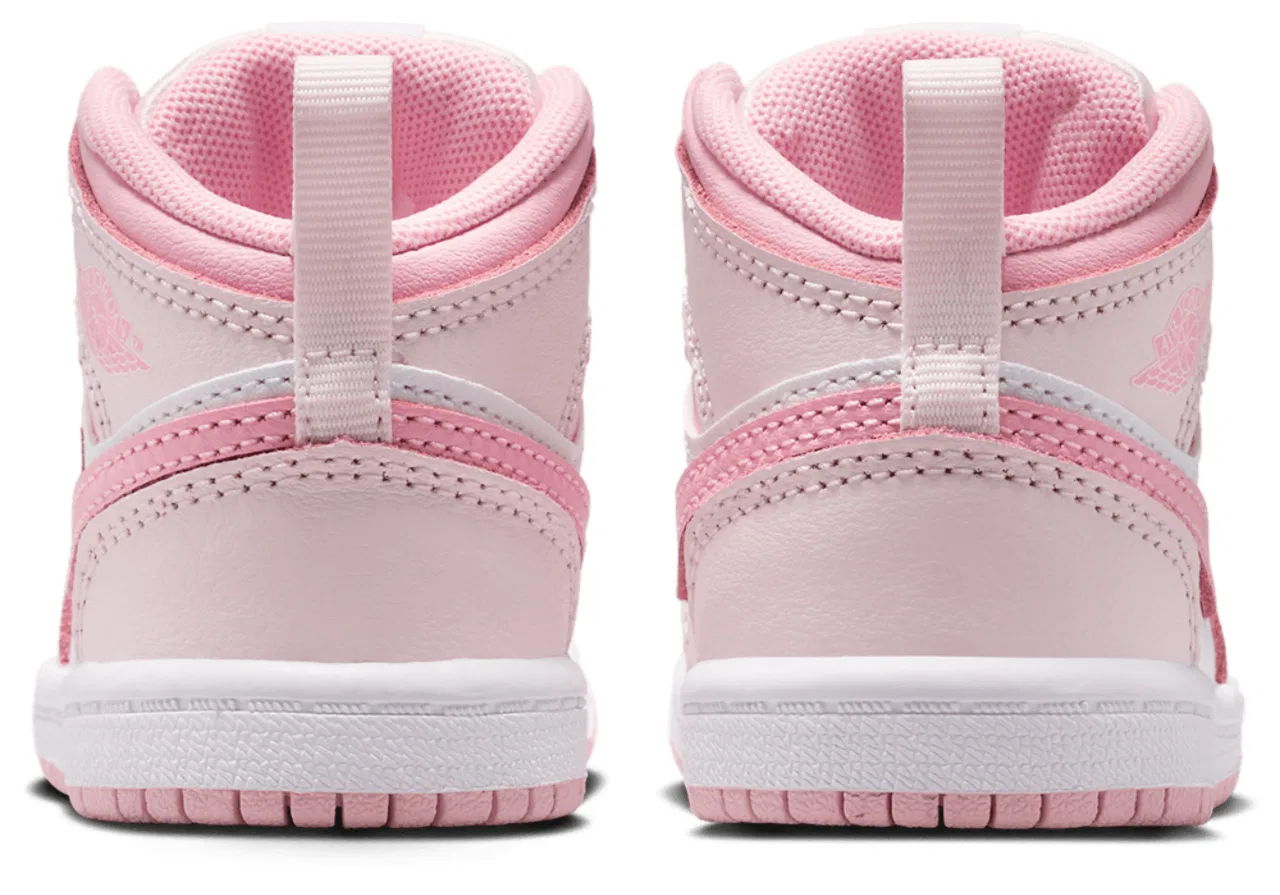 Кроссовки для девочек AJ 1 Mid Jordan, цвет Pearl Pink/Medium Soft Pink/White — фото 3