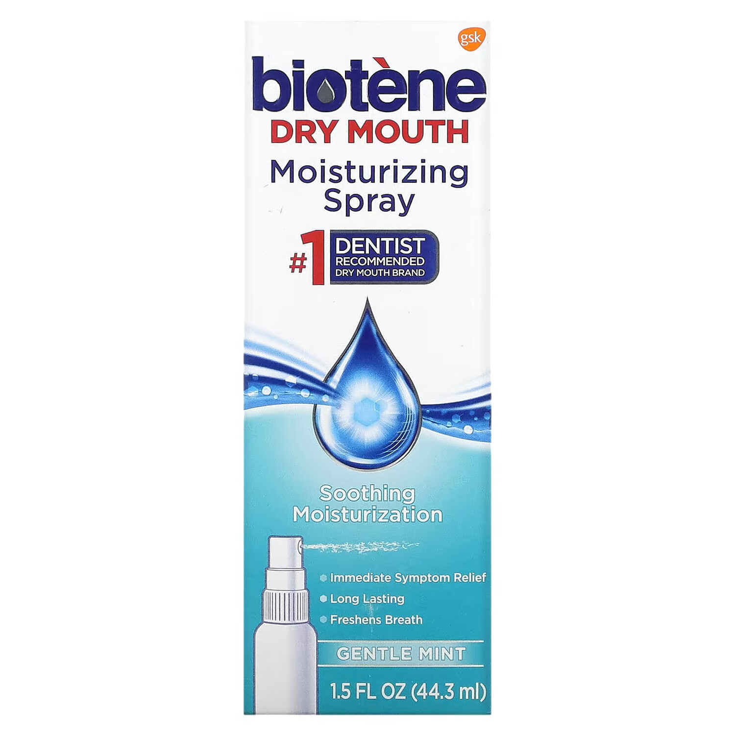 Biotene Dental Products, Увлажняющий спрей для сухого рта, нежная мята, 44,3 мл (1,5 жидк. Унции) — фото 2