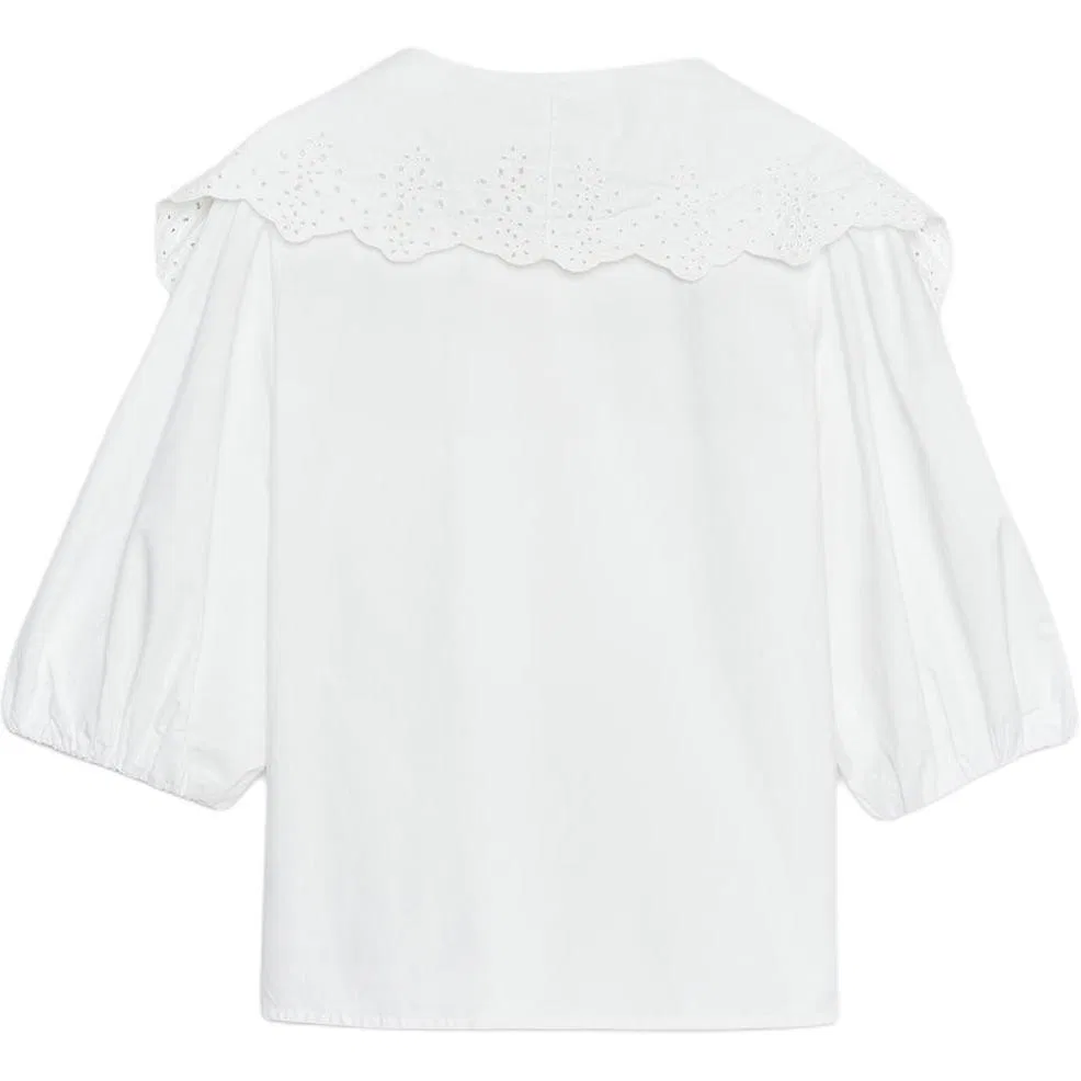 Женская рубашка с воротником White ZARA, Белый — фото 3