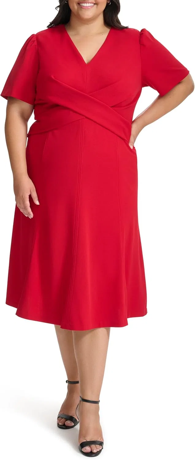 Женское платье миди приталенное Tommy Hilfiger, Deep Scarlet