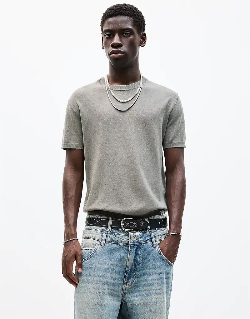 

Трикотажная футболка Pull&Bear с короткими рукавами голубовато-зеленого цвета