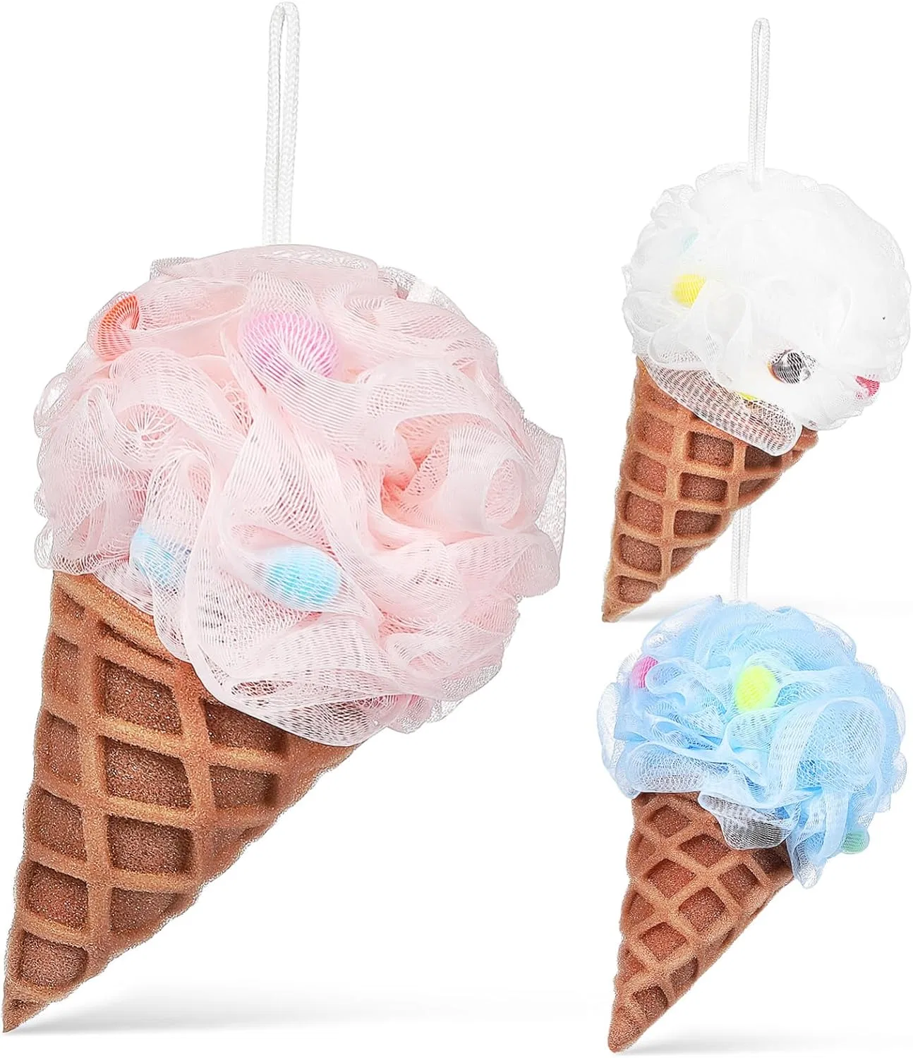 Мочалка для детей Ice Cream Design, ELAYARD, набор 3 шт, 21x11x11 см