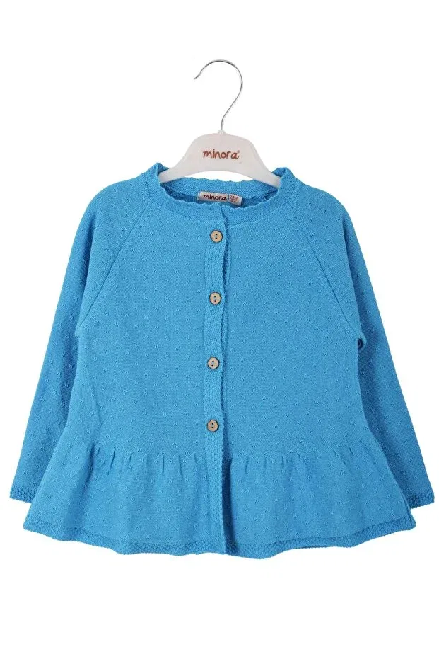 Детский кардиган для девочек с вязаным плетением Minora, Turquoise