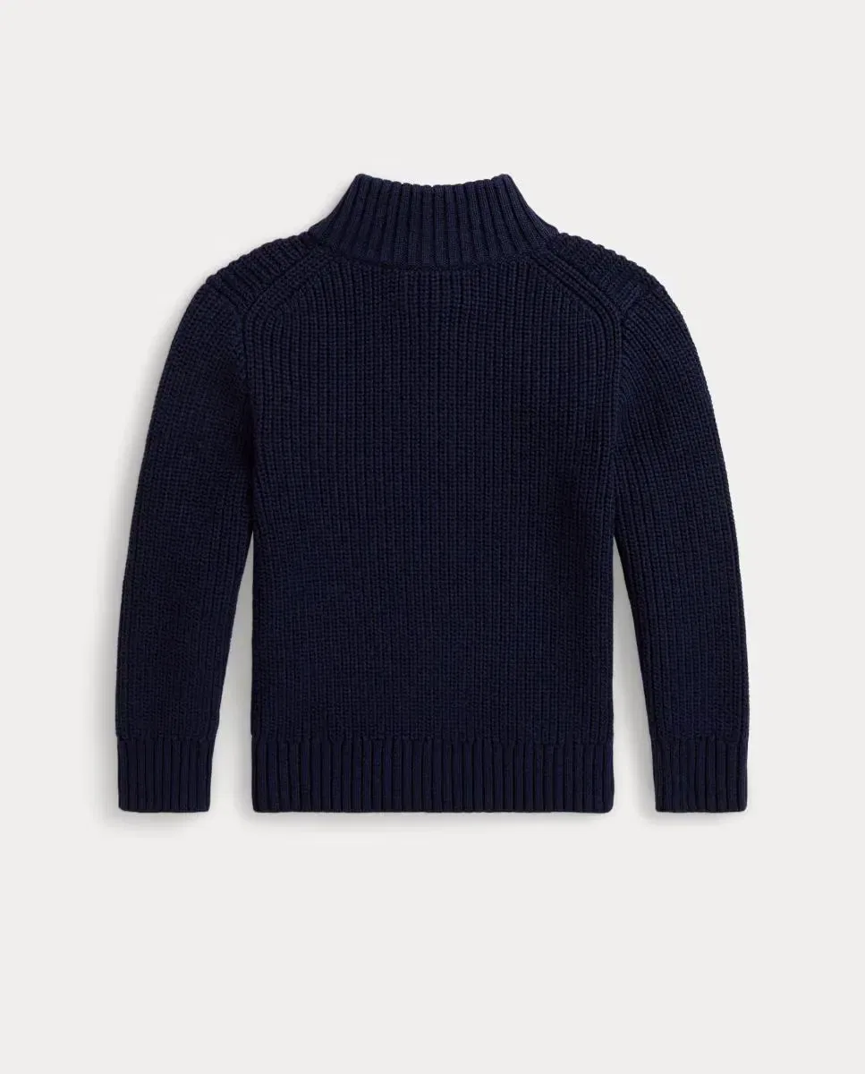 Детская вязаная куртка на молнии Polo Ralph Lauren, Azul Marino — фото 2