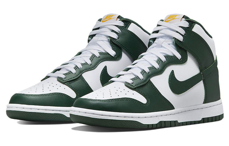Кроссовки Nike Dunk High Retro, белый/темно-зеленый — фото 3
