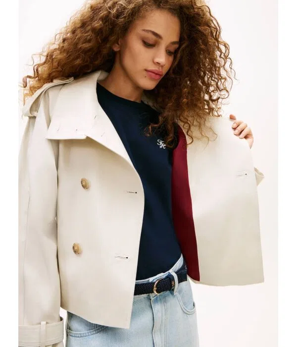 Женский тренч Regular Fit Tommy Hilfiger, бежевый — фото 4