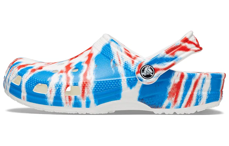 Детские сандалии-клоги с принтом, износостойкие Classic Pattern Wear Resistant, Crocs, White Blue Red