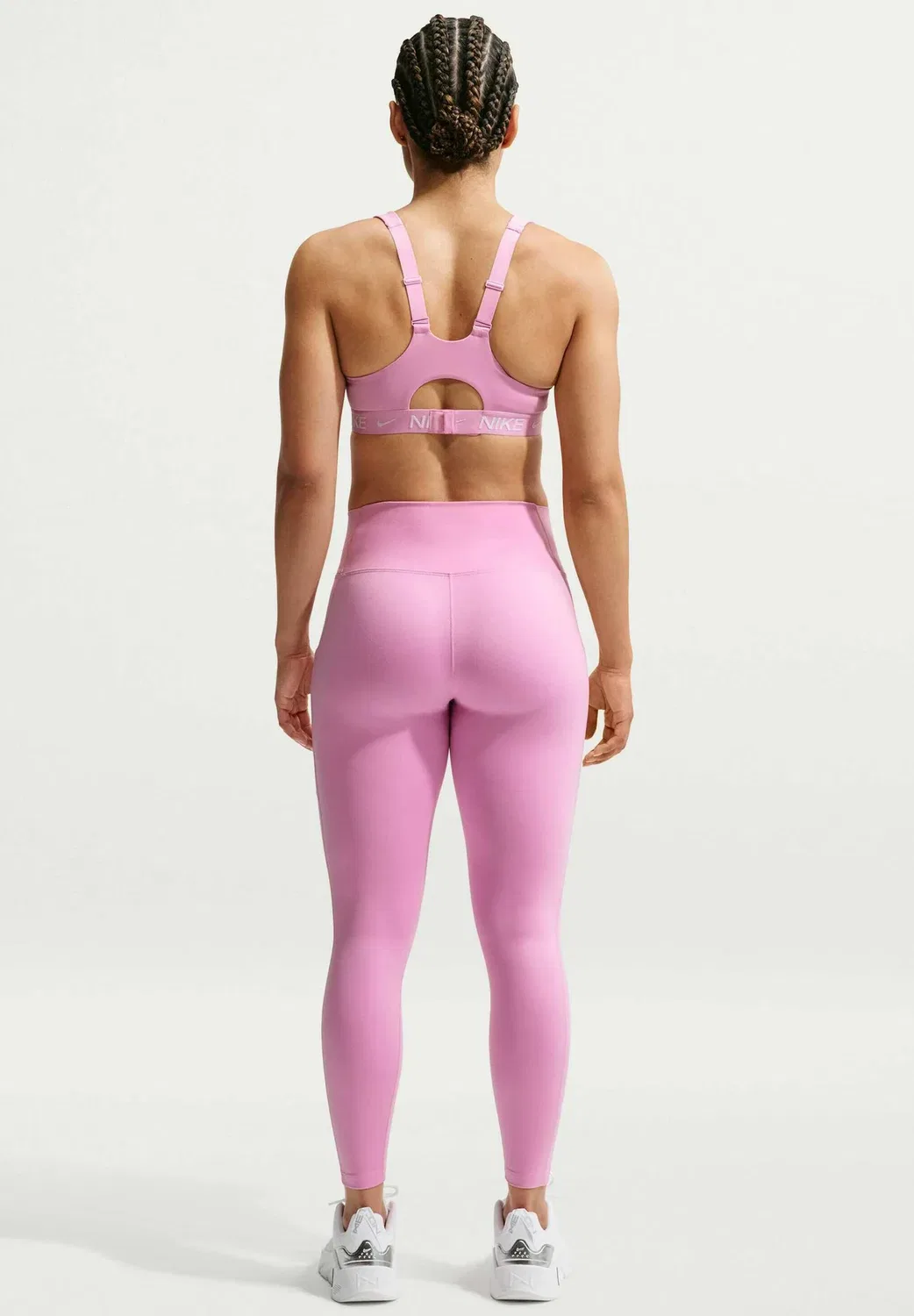 Женские леггинсы с высокой талией, длиной 7/8, с одним карманом Nike Performance, Pink Rise White — фото 2
