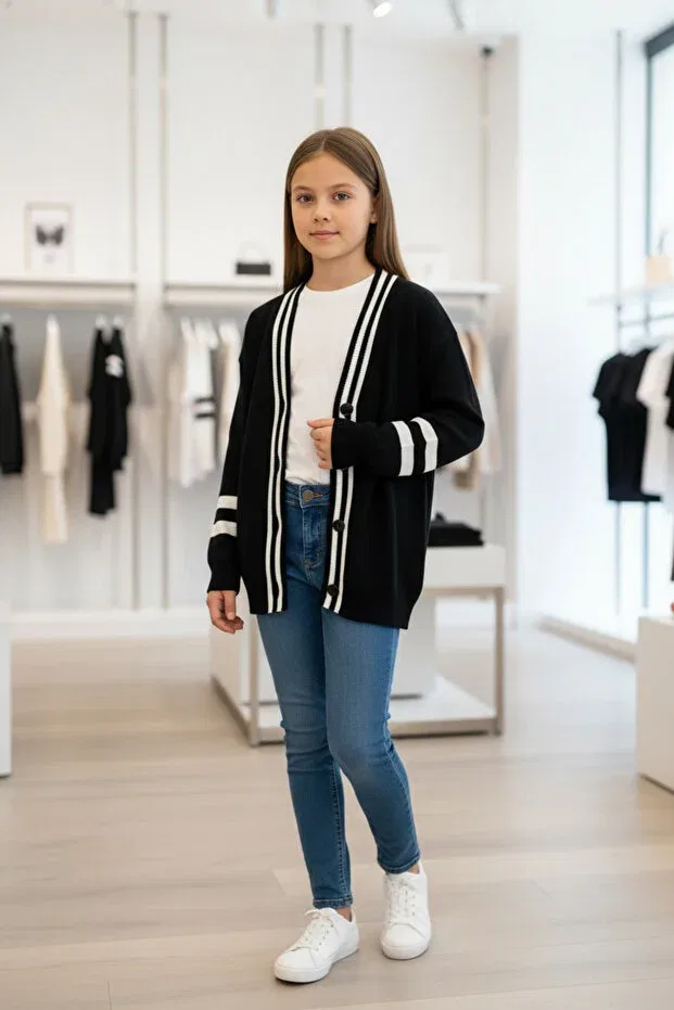 Детский кардиган для девочек с длинным рукавом Minimoda Kids, Black