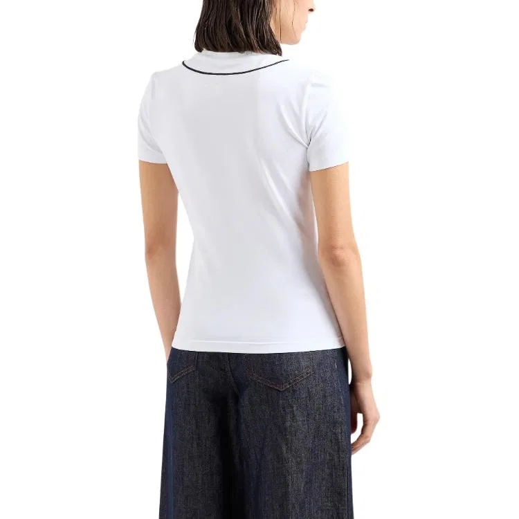 Футболка с вышивкой логотипа, slim fit, короткий рукав, EMPORIO ARMANI, White — фото 4