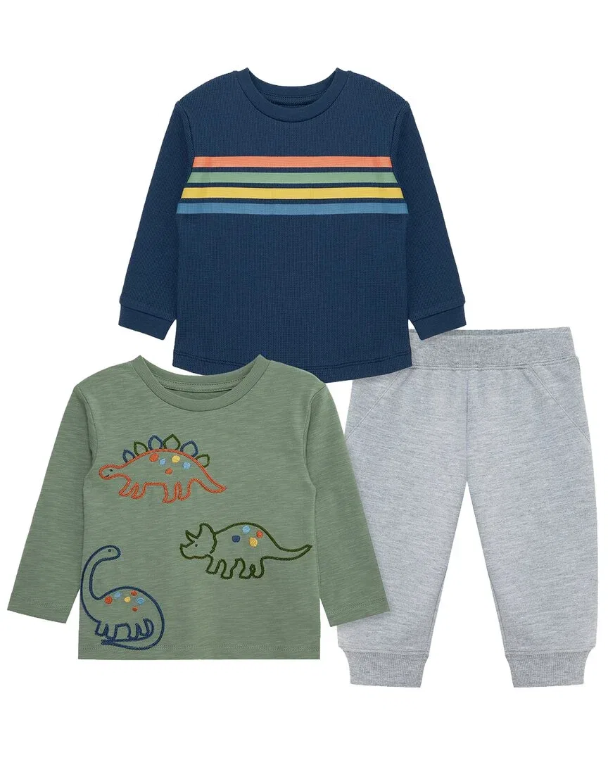 Детский комплект из 3 предметов с принтом динозавров Dino Play Set Little Me, синий