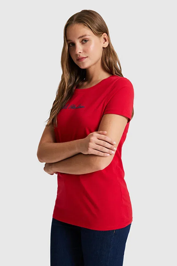 Женская футболка с коротким рукавом U.S. Polo Assn., Red — фото 3