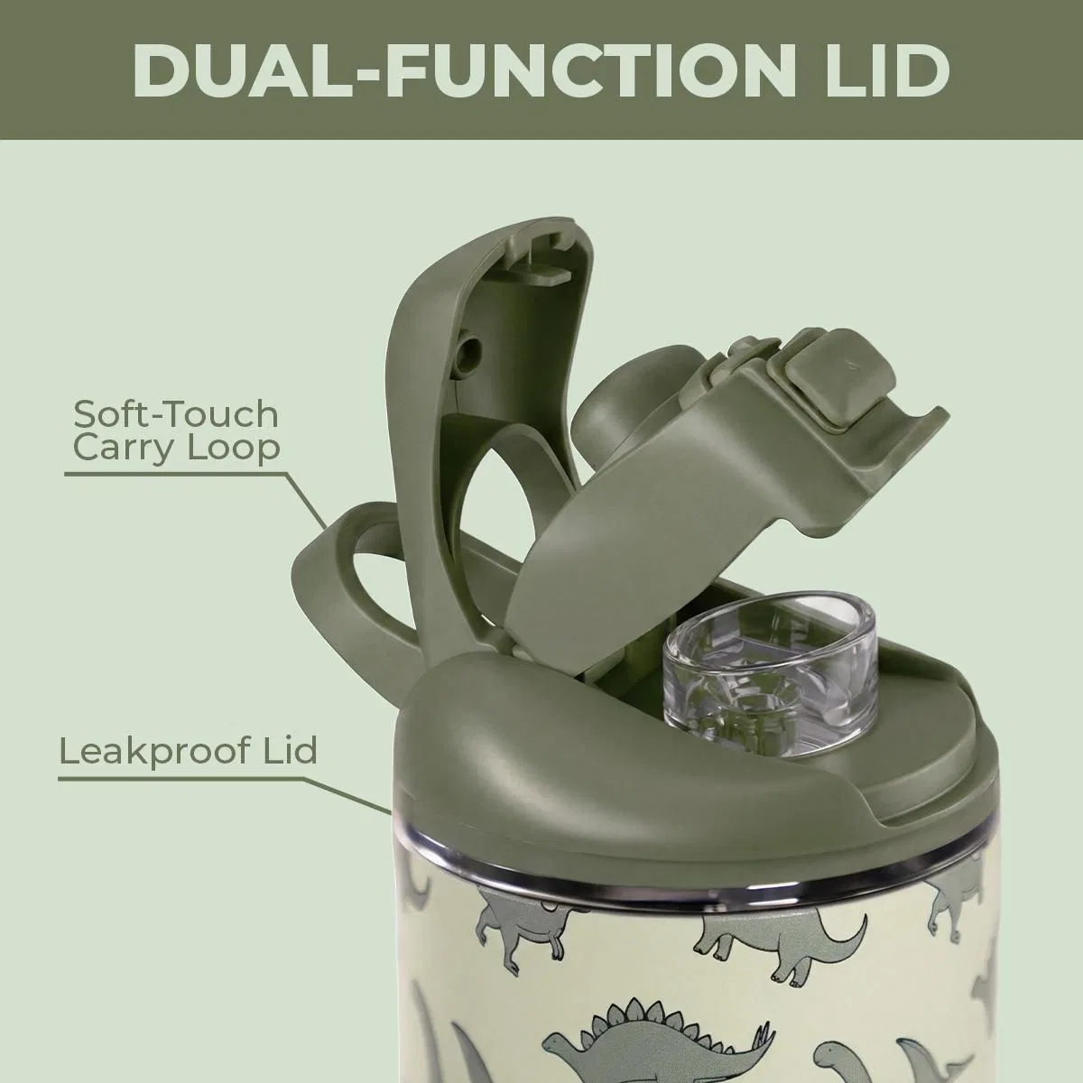Детская бутылка для воды 0,4 л с трубочкой и поильником Ease2o HydroJug, Dinosaur — фото 4