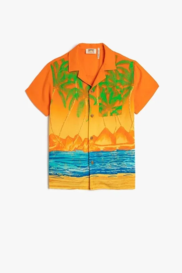Детская рубашка для мальчиков с принтом Basics Koton, Orange Patterned — фото 4