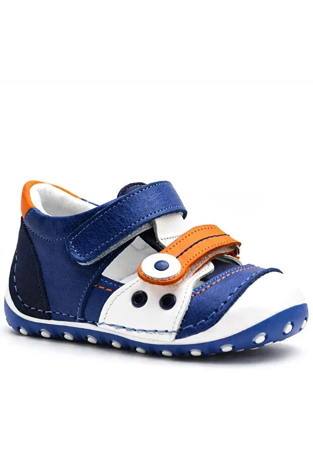 Детские туфли для девочек с ортопедической стелькой Genuine leather orange velcro summer first step shoes Nıno, Orange — фото 2