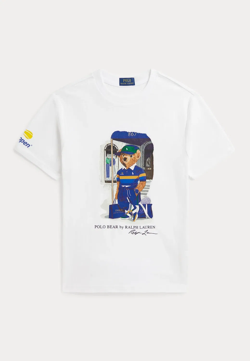 Футболка с принтом медведя в стиле поло US Open, размер 7-14 лет Polo Ralph Lauren, White