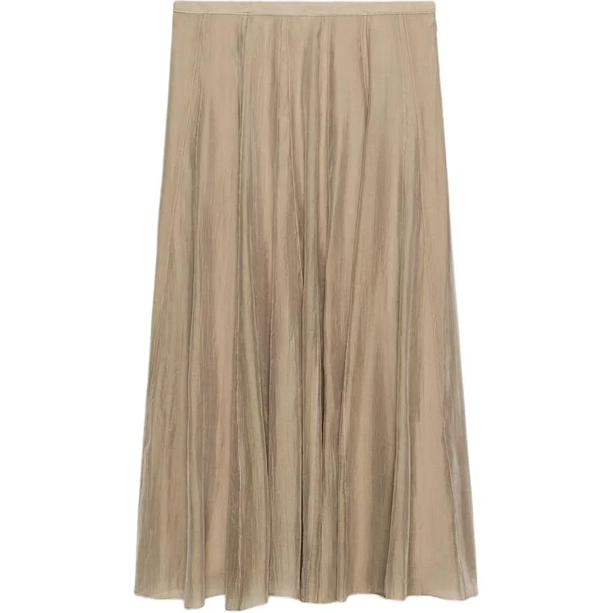 Женская юбка-трапеция миди с завязкой ZARA, Brown/Dark Taupe