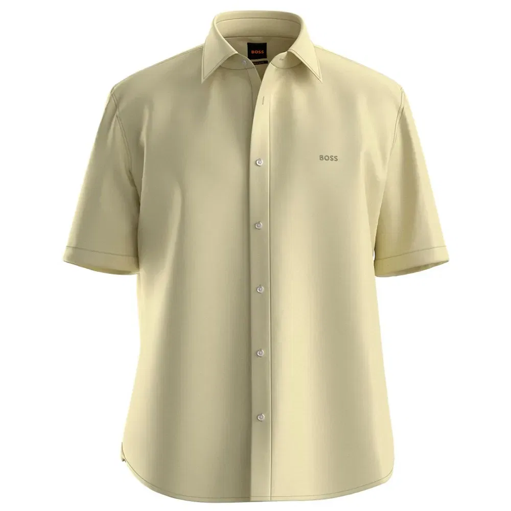 Мужская хлопковая рубашка с коротким рукавом Rash 2 01 BOSS, Beige