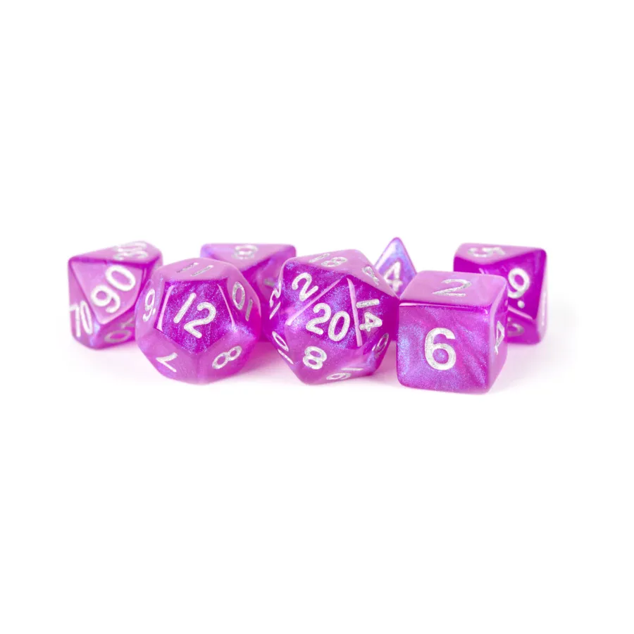 

Полиэфирный комплект фиолетовый с серебром (7), Acrylic Dice - Stardust Dice (Metallic Dice Games)