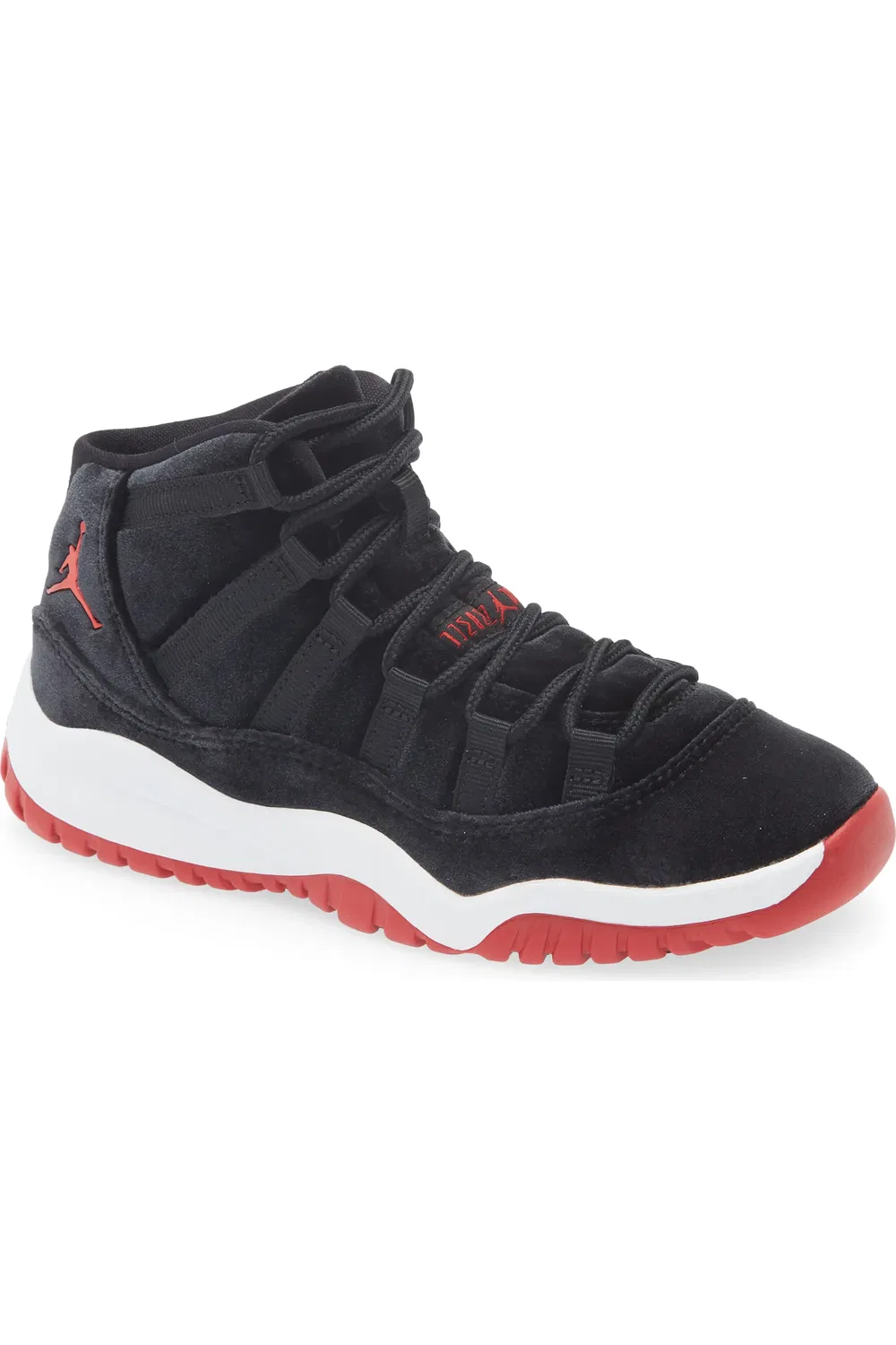 Детские кроссовки ретро на толстой подошве Jordan 11 Retro Low, Black/Gym Red/White
