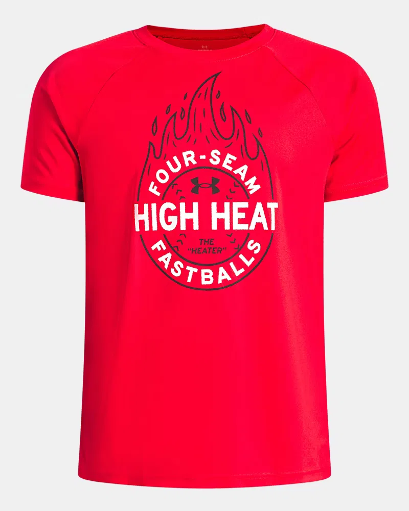 Футболка с коротким рукавом быстросохнущая UA Tech Baseball High Heat UnderArmour, Red/Black