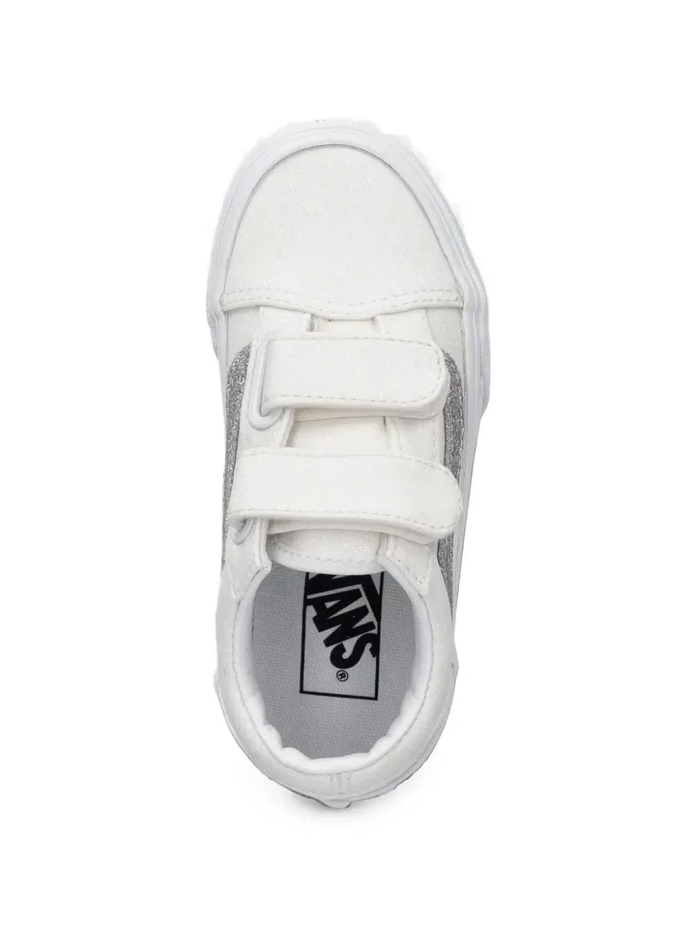 Кеды Old Skool V с блестками и застежками на липучках Vans Kids, белый — фото 4