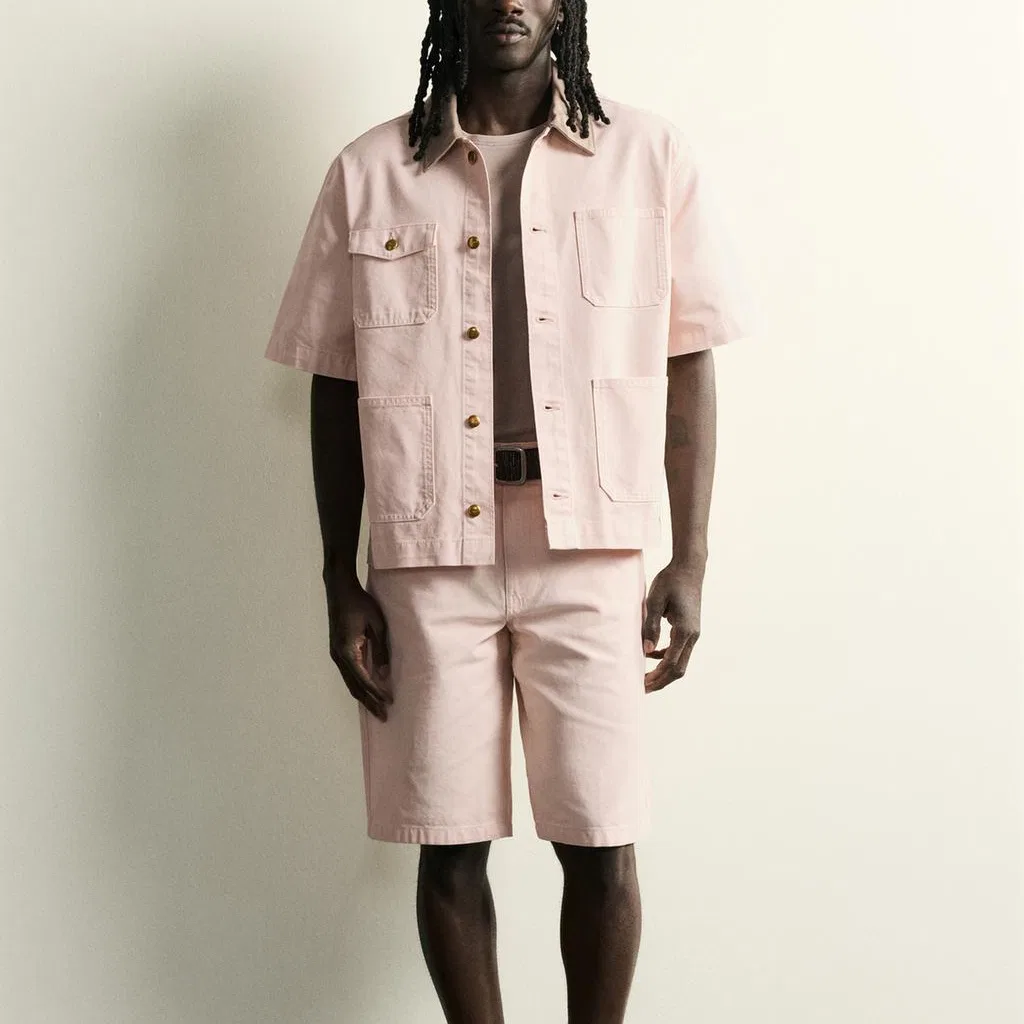 Мужская рубашка с лацканами Pink Lapel Moderate, ZARA, Pink — фото 4