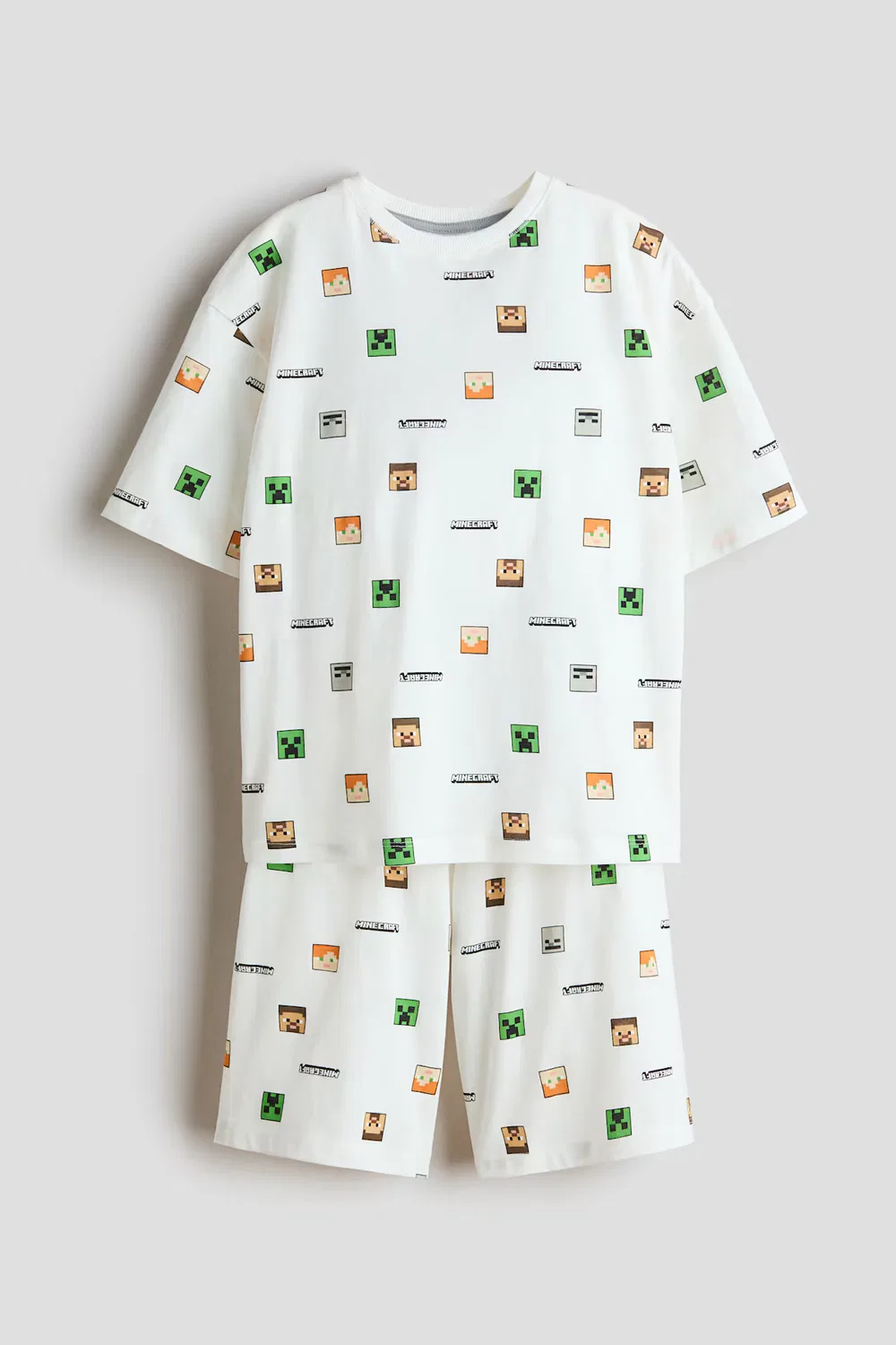 Пижама из набивного хлопка H&M, Weiß/Minecraft