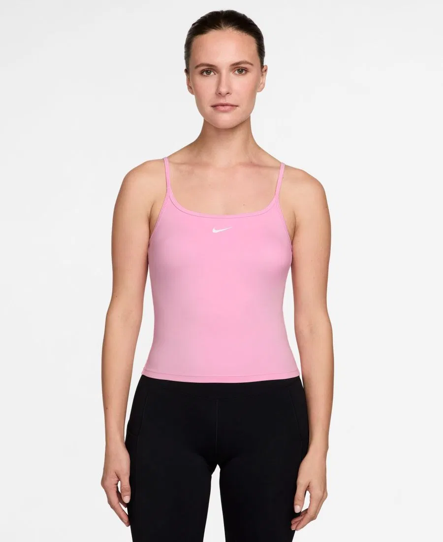 Топ-майка Nike One Fitted Dri-FIT с круглым вырезом, без рукавов, Pink Rise/White