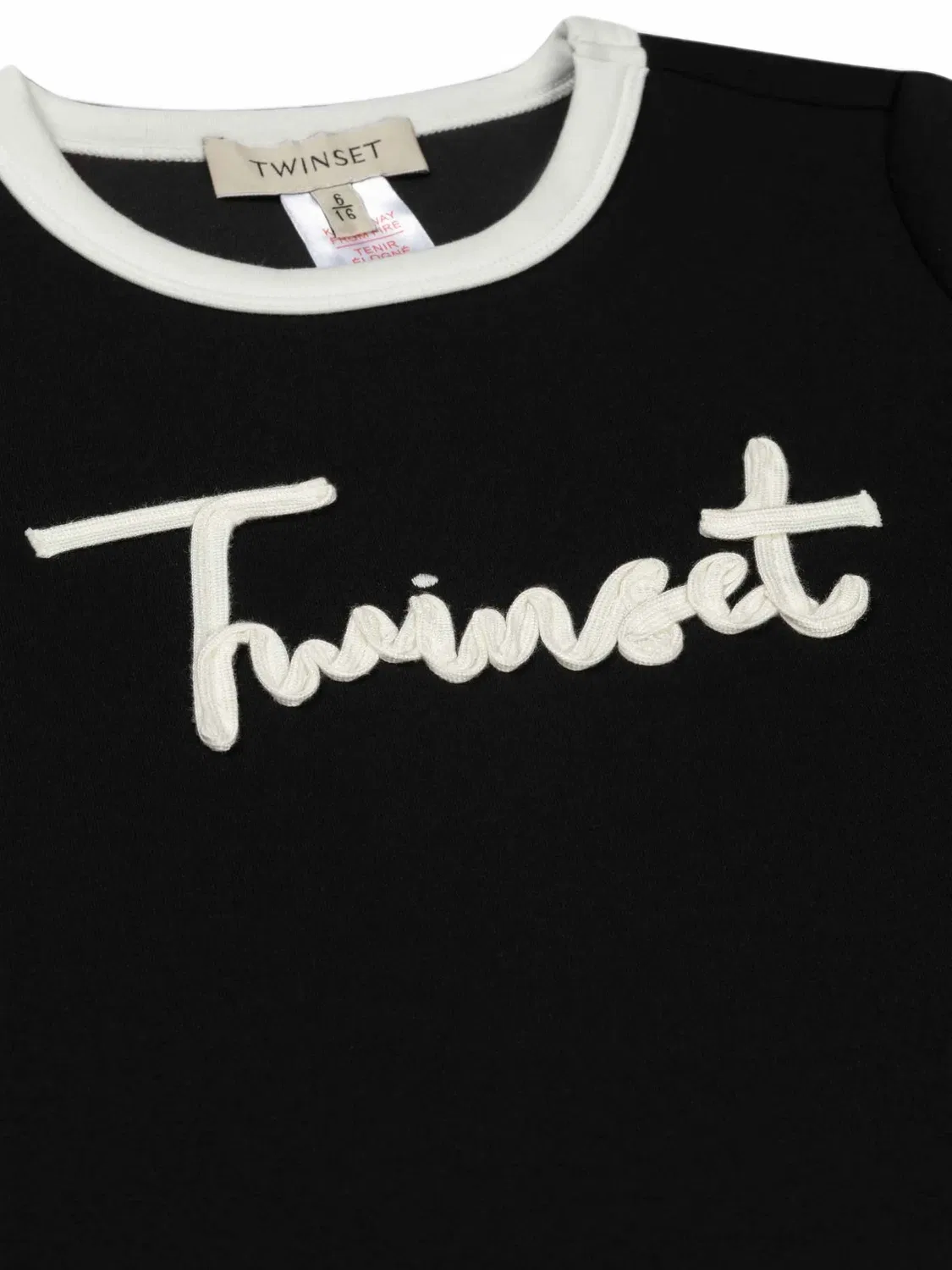 Футболка с вышитым логотипом и контрастной отделкой Twinset Kids, черный — фото 2