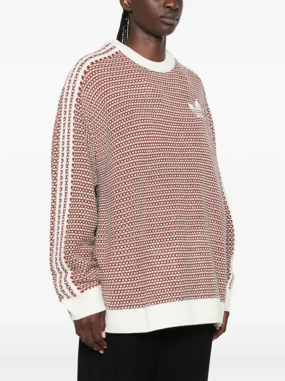 Свитер с вышитым логотипом Trefoil Adidas, красный — фото 3