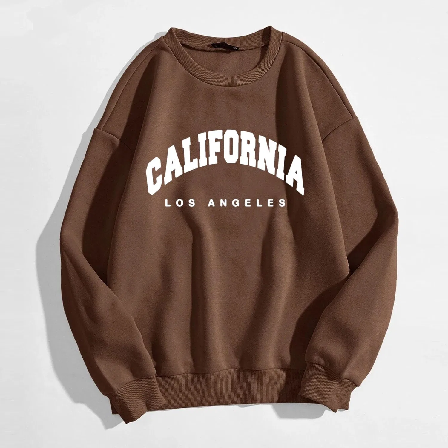 Женский свитшот с принтом Los Angeles California, свободного кроя, с длинным рукавом, Brown — фото 2