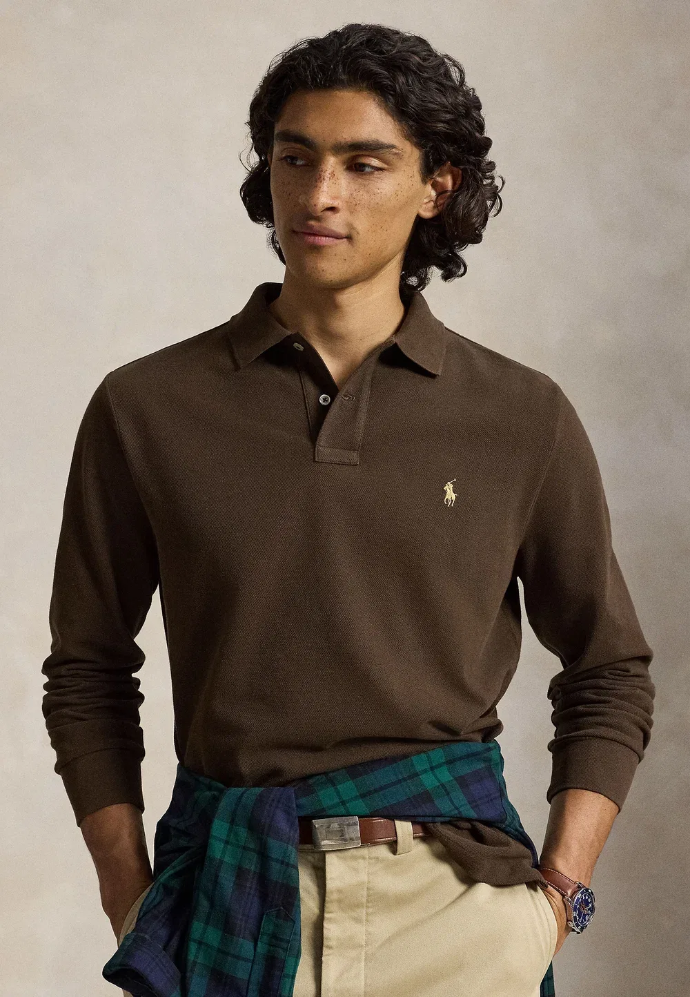 Поло-Рубашка приталенного кроя из сетчатой ткани - поло-рубашка Polo Ralph Lauren, Nutmeg Brown/C8663